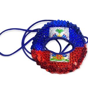 Haiti Eye Patch Masquerade Mask with Crystals and Rhinestones